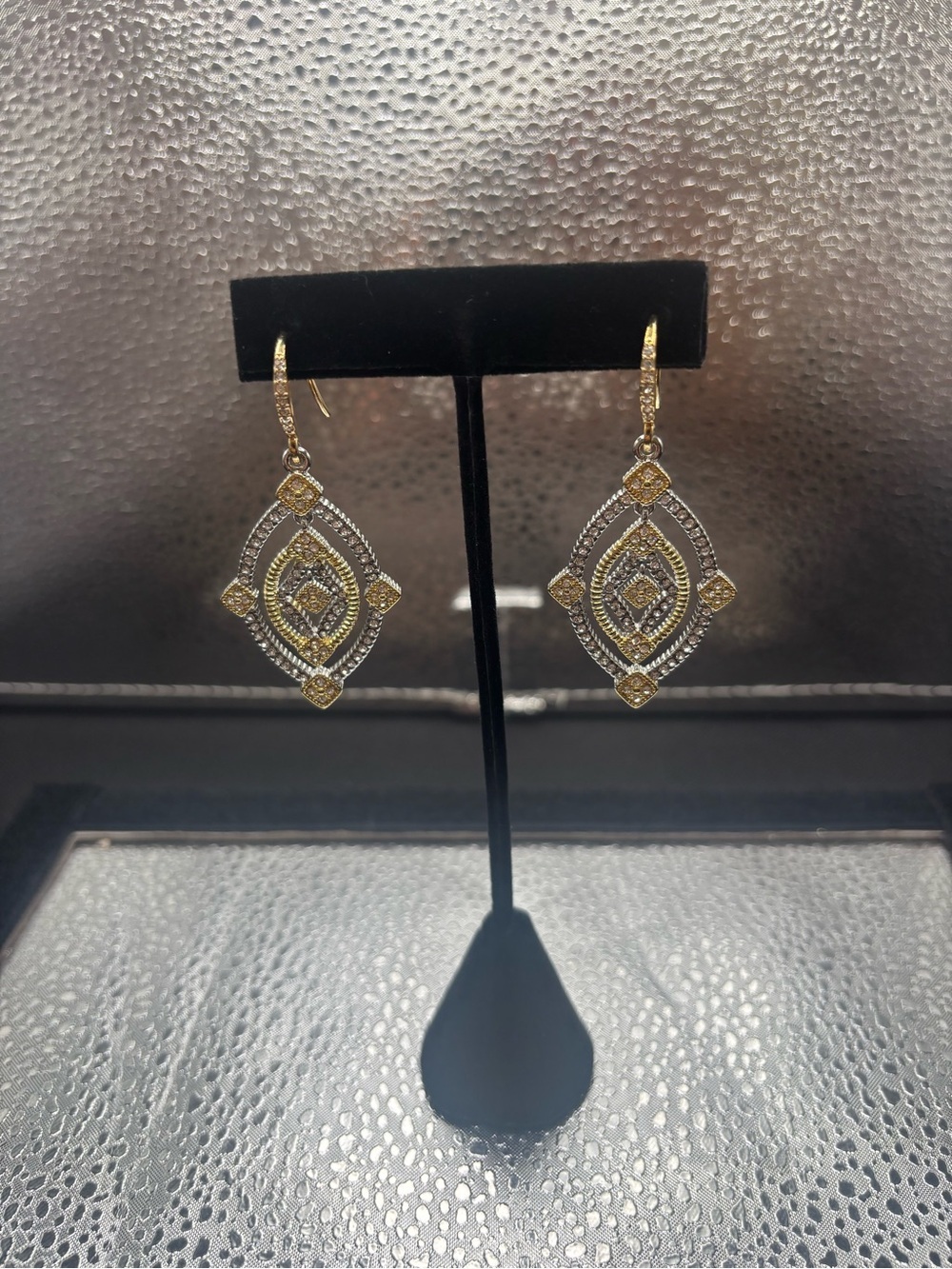 Two-Tone Gold and Silver Filigree Drop Earrings